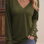 Top Verde Trébol Con Botones Escote V