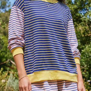 Top Azul a Rayas Cuello Redondo