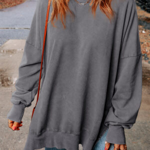 Buzo Gris Acanalado Oversize