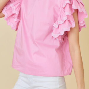Blusa Rosa Con Volados Con Cuello