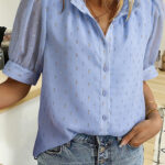 Camisa Azul Ocaso Metalizado Manga Corta