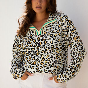 Blusa Caqui A Rayas Escote V