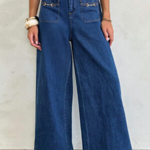 Jean Sail Azul Con Herrajes Decorativo Aplicado Bolsillos