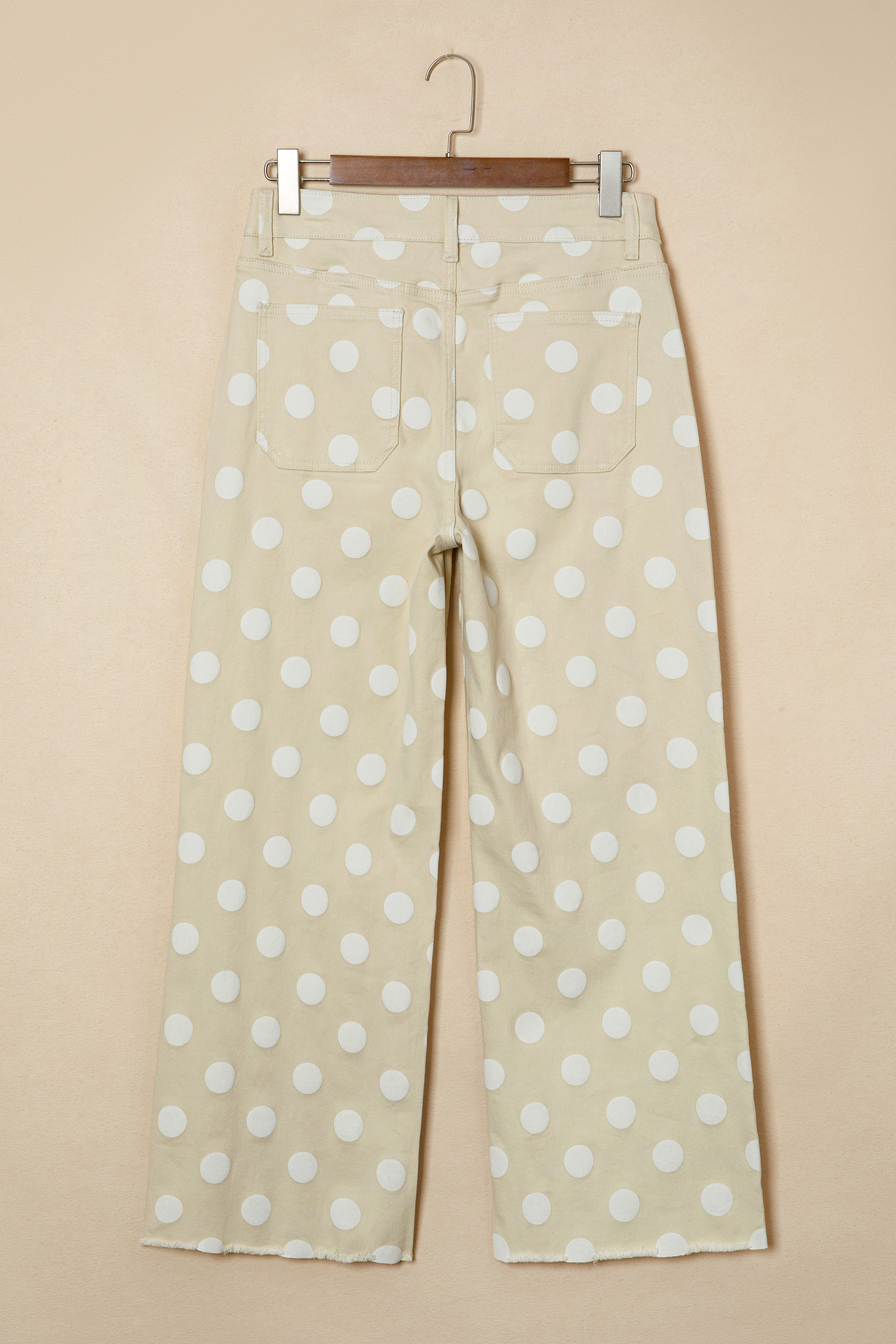 Jean Caqui Lunares Estampado Crudo Ruedo Relajado - Image 4