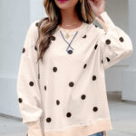 Buzo Beige Lunares Suelto Cuello Redondo