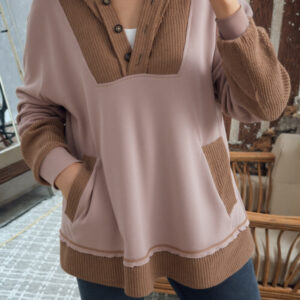 Hoodie Gris Piedra Patchwork Oversize
