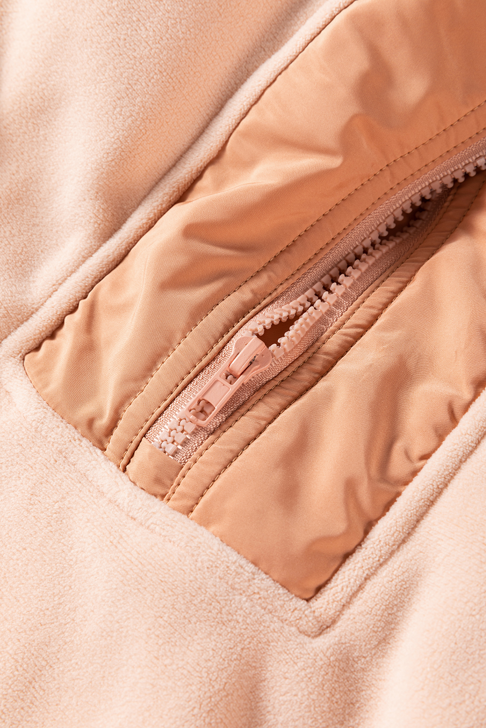 Hoodie Beige Francés Claro Patchwork Oversize Con Cierre - Image 6