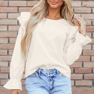 Blusa Beige Con Volados