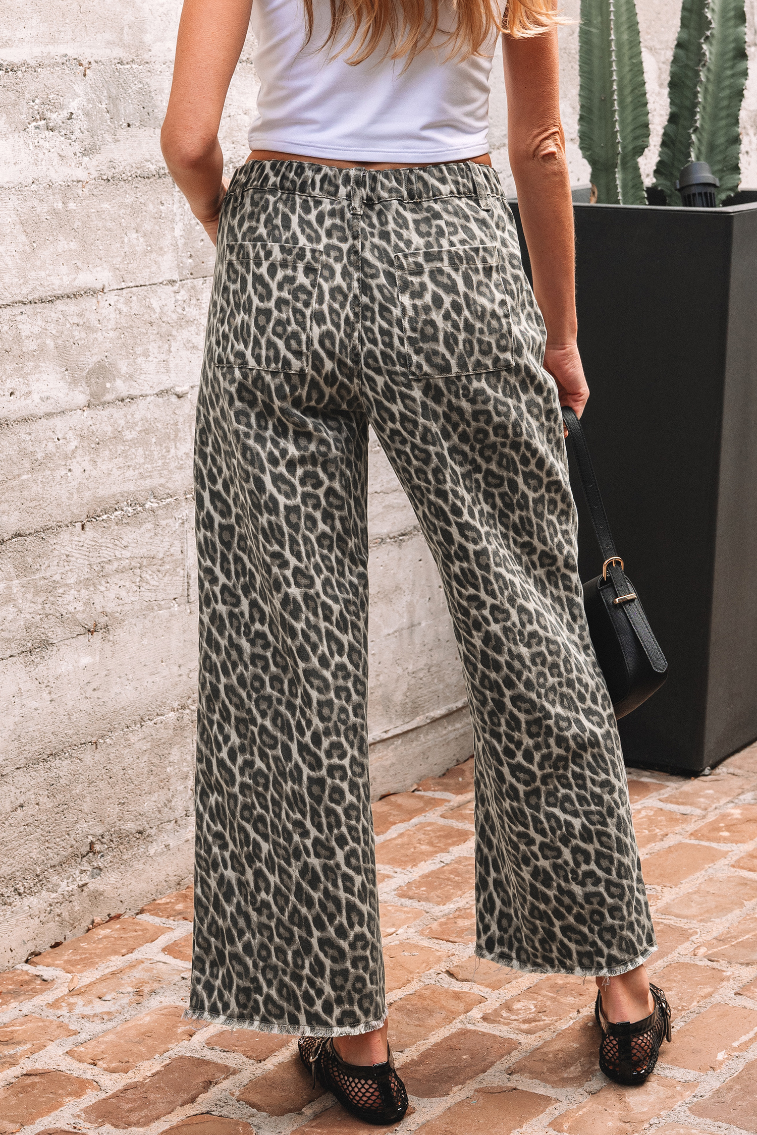 Jean Amarillo Animal Print Leopardo Recto Suelto Pierna - Image 2