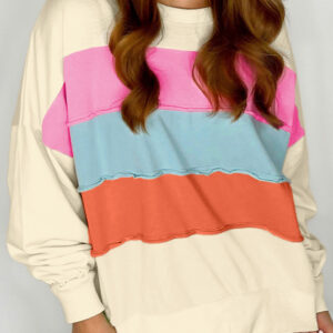 Buzo Blanco Patchwork Cuello Redondo