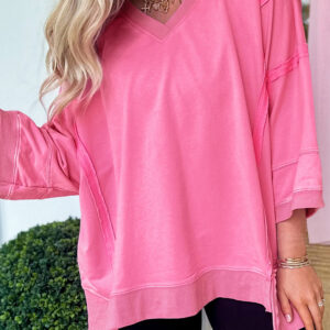 Camisa Rosa Escote V