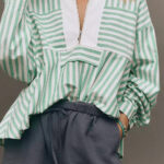 Blusa Verde a Rayas Manga Larga