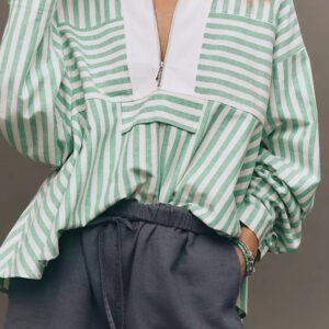 Blusa Verde a Rayas Manga Larga