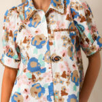 Camisa Multicolor Floral Manga Corta Con Cuello