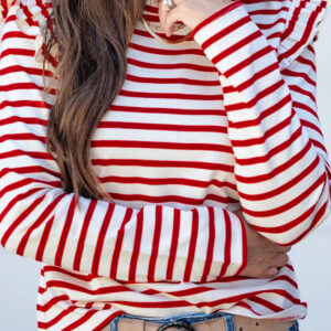 Top Rojo a Rayas Cuello Redondo