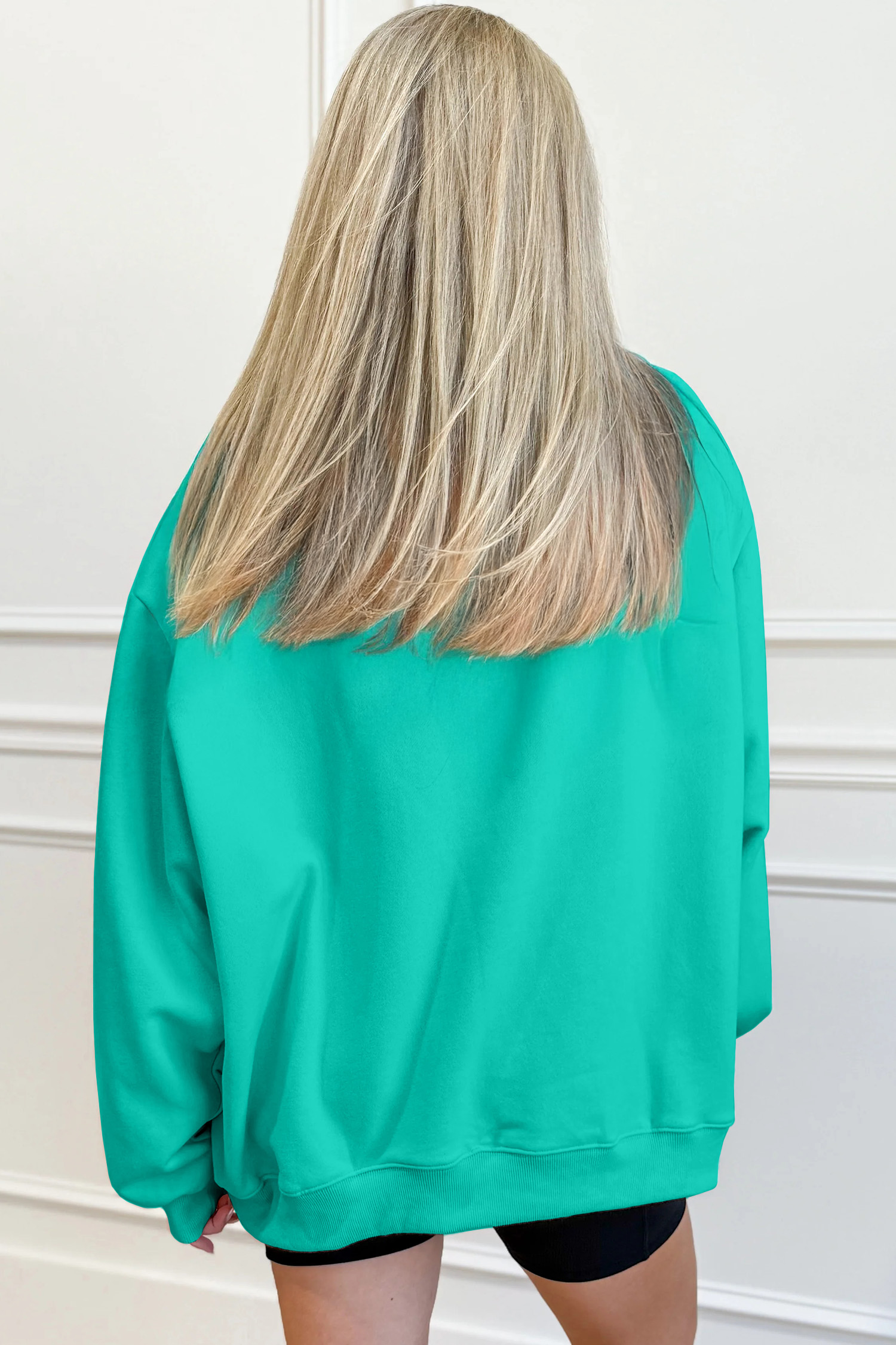 Buzo Verde Mar Bordado Oversize Cuello Alto - Image 2