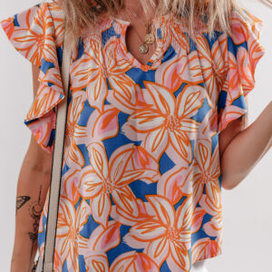 Blusa Naranja Con Volados