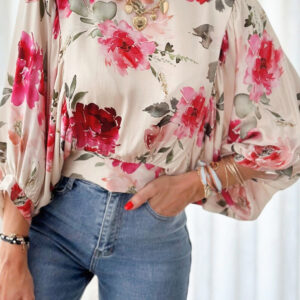 Blusa Rosa Floral Manga 3/4